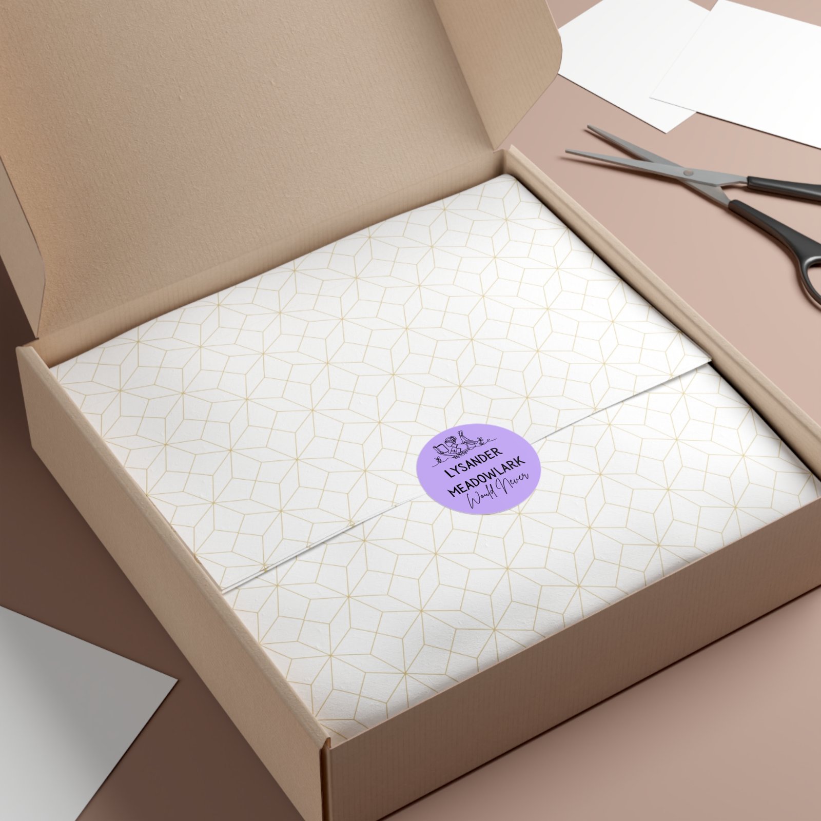"lysander meadowlark would never" round vinyl sticker — literary quote, lavender aesthetic "lysander meadowlark would never" round vinyl sticker — literary quote, lavender aesthetic