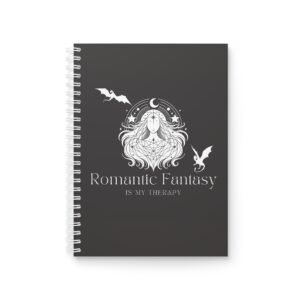 Author Store romantic fantasy spiral notebook — 'romantic fantasy is my therapy' gothic journal