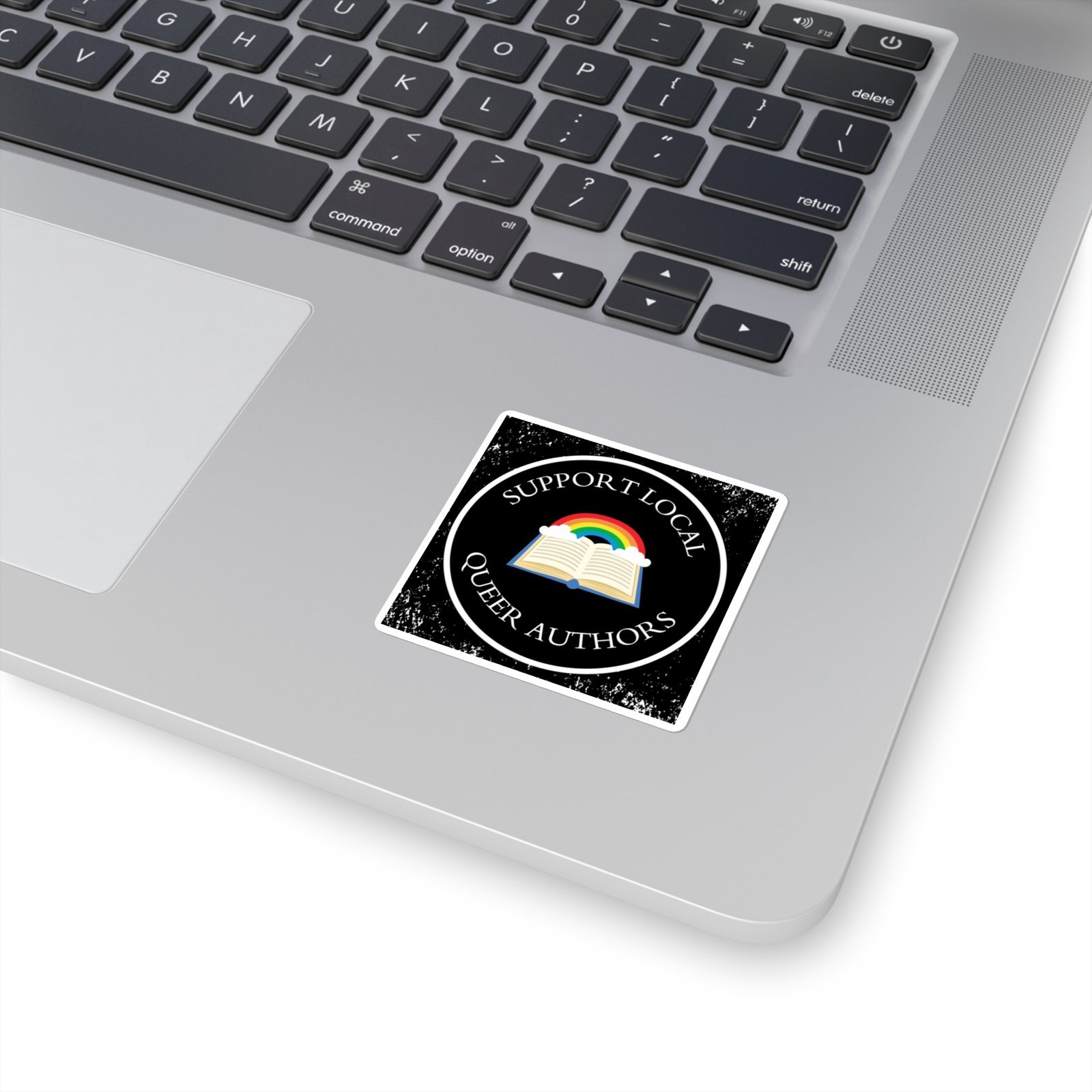 Sticker — Support Local Queer Authors Rainbow Book Square Sticker - Image 2