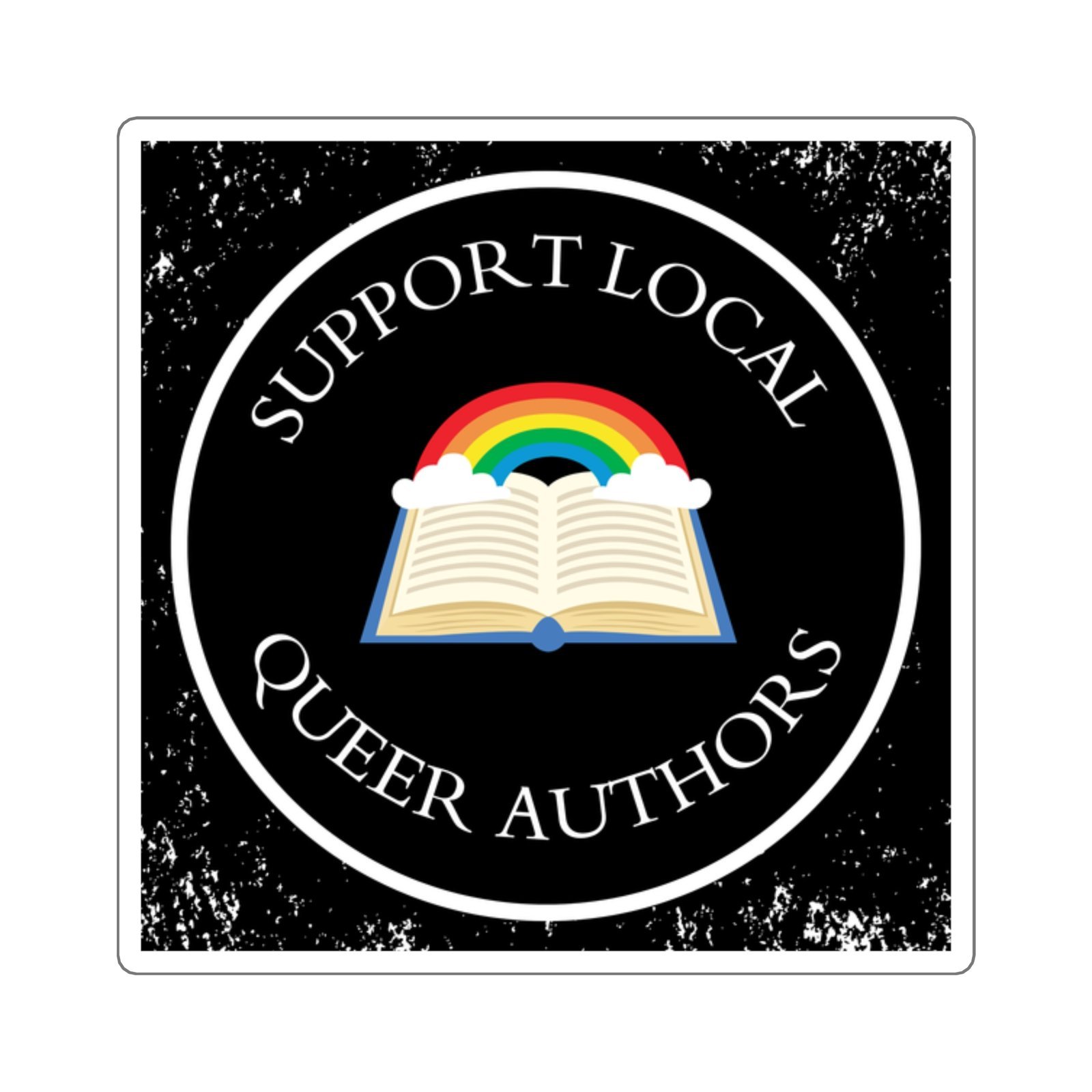 Sticker — Support Local Queer Authors Rainbow Book Square Sticker
