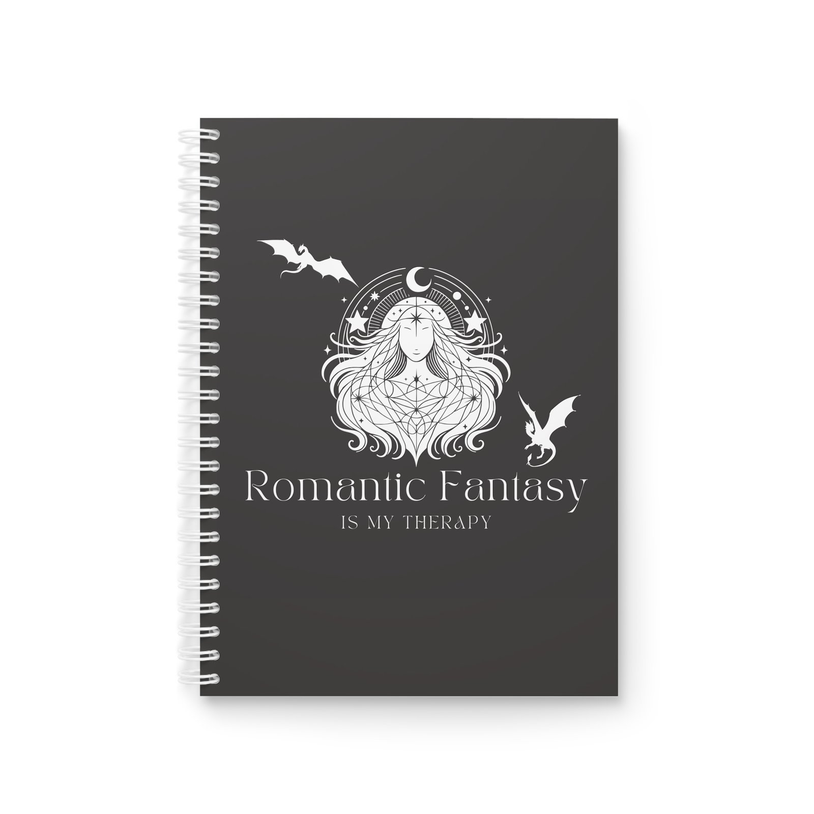 Romantic Fantasy Spiral Notebook — 'Romantic Fantasy Is My Therapy' Gothic Journal